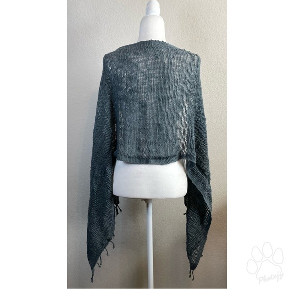 Marquet Free Weave Charcoal Scarf Shawl Hand Dyed Loose Knit Woven 100% Cotton - Picture 3 of 7